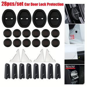 TEMU 28개 범용 차량 도어 잠금 장치 커버 세트 - 실리콘 충격 흡수기, 차량 도어 잠금 장치 보호 커버, 블랙 코너 가드 포함, 필수 차량 액세서리