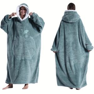 TEMU 가을/겨울 후드 스웨트셔츠, 편안하고 따뜻하며 방풍 기능이 있는 실내외 커플용 라운지웨어. 확장된 애플 포켓 디자인으로 겨울철 필수템으로도 사용 가능하며 TV 시청 시 담요처럼 사용할 수 있습니다.