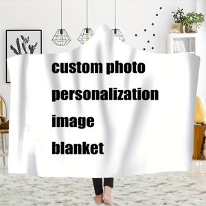 TEMU 편안한 맞춤 사진 플란넬 담요 후드 담요 - 부드럽고 양면, 사계절 침구, 생생한 색상, 궁극적인 편안함을 위한 부드러운 질감 - 가족 친구 발렌타인데이, 크리스마스에 완벽한 맞춤형 선물