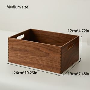 TEMU 1개 월넛 나무 조리대 빈티지 스타일 수납 바구니, 손잡이 포함 옷, 책 보관 용기 | 컨트리 스타일 네스팅 박스 | 조리대용 나무 수납 상자, 선물 바구니, 주방, 욕실 (3가지 크기), 선반 바구니
