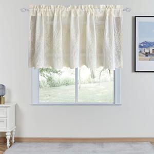 TEMU 1개 모던 작은 나뭇가지 패턴 짧은 커튼 주방 작은 창문 레이스 바닥 카페 홈 데코 캐비닛