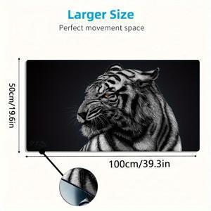 TEMU 1개 대형 게이밍 마우스 패드 - 블랙 타이거 디자인, 미끄럼 방지 고무 베이스, 세탁 가능한 표면, PC 및 게임용 오버사이즈 데스크 매트 - 게이머와 전문가를 위한 이상적인 선물, 강렬한 호랑이 머리 무늬 (작업과 놀이에 적합)