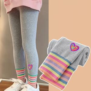 TEMU 여름/가을 여아 레깅스, 아동용 신상 롱 팬츠, 가을용 어린이 회색 바지