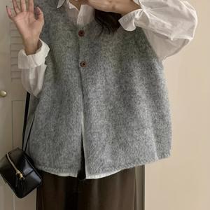 TEMU 솔리드 컬러 여성 라운드넥 베스트 캐주얼 레이어링 스웨터 2025 가을 겨울 탑