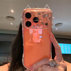 TEMU 귀여운 3D 고양이 귀 클리어 폰 케이스, 아이폰 17, 에어, 16, 15, 14, 13, 12 프로 맥스 플러스, 11, 소프트 폰 케이스/커버, 투명