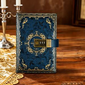 TEMU 남녀 공용 빈티지 PU 가죽 콤비네이션 잠금 장치 레트로 비밀번호 노트북