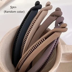 TEMU 다용도 레진 헤어 클립 5종 세트 - 미끄럼 방지 바나나 클립, 우아하고 심플한 디자인, 솔리드 컬러와 매트 마감, 실용적이고 패셔너블한 헤어 액세서리, 생일 선물로 이상적