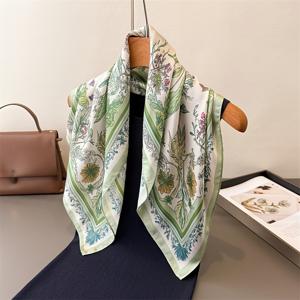 TEMU 새로운 여성용 프린트 플로럴 패션 멀티 라피아 스타일 스카프, 부드럽고 촉감이 좋으며 얇고 가벼운 헤어밴드, 헤어 액세서리 또는 스퀘어 적합