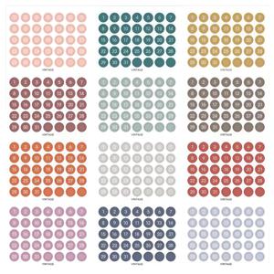 TEMU 저널링 및 플래닝용 420 스티커 (12매) - 8mm 라이트 빈티지 원형 날짜 스티커, 불투명 필기 용지, 플래너, 불렛저널, 스크랩북킹용 번호가 있는 날짜 (10×7cm 시트)