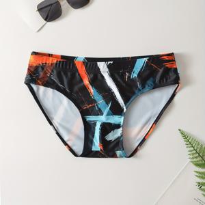 TEMU 남성용 퀵드라이 수영 반바지 - 고탄력 타이트핏 트라이애슬론 & 경쟁 수영 트렁크, 열대 프린트, 조절 가능한 드로스트링 허리, 비치/파티/트레이닝용 성인용 반바지 (터키옥/오렌지/블랙) - 손세탁