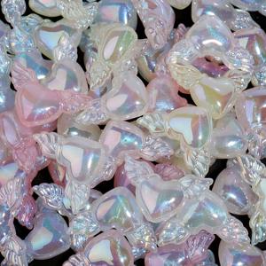 TEMU 10개입 야광 날개 하트 비즈, 주얼리 제작 수제 목걸이 팔찌 키체인 비즈 펜 장식