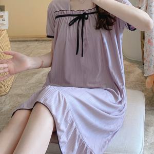 TEMU 여성용 여름 반팔 잠옷, 리본 장식, 홈웨어 및 성인 잠옷으로 완벽