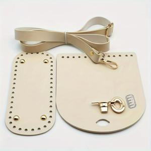 TEMU 3개 세트 광택 수제 인조 가죽 부착품 (PU 숄더 스트랩, 가방 바닥, 가방 커버 포함), 코바늘 뜨개질 가방 재료로 완벽