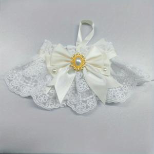 TEMU 1pc 우아한 레이스 애완 동물 목걸이와 리본 및 펜던트, 폴리에스테르 공주 결혼식 앞치마 침 띠 수건 고양이와 개, 장식용 애완 동물 목 액세서리.