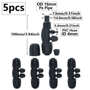 TEMU 5-팩 16mm PE 파이프 피팅, 2/4-웨이 4/7mm 호스 감속 커넥터, 잠금 너트가 있는 정원 호스 스플리터 커플링, 유럽 및 미국용 범용 나사 표준, 플라스틱 재질
