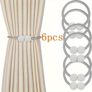 TEMU 폴리에스터 로프로 제작된 6개 자석 커튼 타이백 세트, 40cm/15.75인치, 현대적인 창문 드레이퍼리용으로 디자인되었으며 가정 또는 사무실 장식에 적합합니다.