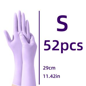 TEMU 32/52개입, 12인치 보라색 니트릴 장갑, 길고 두꺼운 디자인, 양손 사용 가능, 미끄럼 방지 주방 설거지 장갑, 가정용 청소 및 세탁 장갑