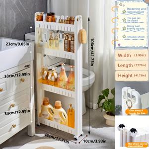 TEMU 10cm 초박형 다층 틈새 캐비닛, 욕실, 주방, 화장실 문 뒤 수납 랙, 냉장고 옆 이동식 선반, 욕실 코너 가정용 실용적인 작은 카트, 스탠딩 선반, 스탠딩 선반