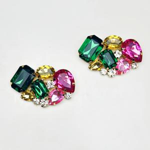 TEMU 2개 세트 반짝이는 컬러 아크릴 라인스톤 신발 참 장식, 탈착 가능한 스니커즈 및 샌들 장식용 구두끈 액세서리