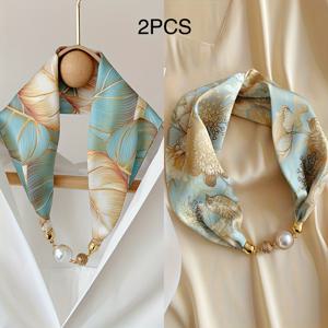 TEMU 여성을 위한 우아하고 스타일리시한 스카프 2개 세트. 목 주름을 가리기 위해 디자인되었으며, 가벼운 칼라 장식이 특징이며 헤어밴드로 사용할 수 있습니다. 모든 계절에 적합하며, 간편하면서도 세련되게 사용할 수 있습니다.