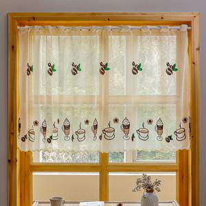 TEMU 커피 컵용 자수 플로럴 디자인 프렌치 컨트리 레이스 파티션 커튼 1개, 문과 짧은 창문용으로 적합