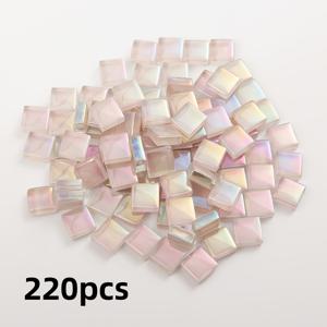 TEMU 110/220개 0.393 X 0.393인치 (10 X 10mm) 무지개빛 전기 핑크 유리 타일 공예 재료 팩, 유리 접착 재료, 창의적인 컵/양초 홀더/장식, DIY 수제 재료