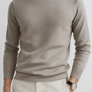 TEMU 남성용 슬림핏 터틀넥 스웨터 - 부드러운 스트레치 니트 긴팔 풀오버, 단색 캐주얼 & 포멀 웨어, 봄/가을 레이어링 필수 아이템 (가볍고 따뜻함) - 스타일리시 하이넥 스웨터, 손세탁 가능