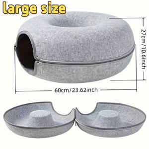TEMU 지퍼가 달린 인터랙티브 펠트 캣 터널 침대 - 탈착식 은신처 동굴, 스크래치 방지 고양이용, 새끼고양이 & 고양이에 적합