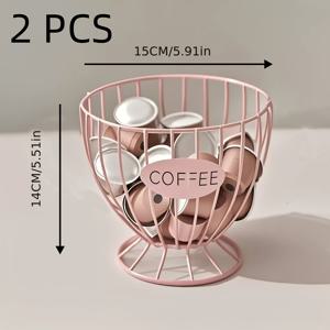 TEMU 메탈 커피 캡슐 보관 바구니 2개 세트. 커피 테이블, 사무실 및 침실에서 정리하기에 적합합니다.