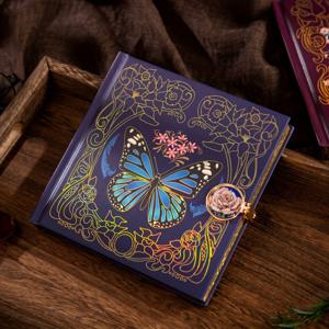 TEMU 황금색 장미 나비 테마로 디자인된 아름다운 레트로 핸드북. 다이어리 쓰기, 친구 생일 선물, 메모 제작에 완벽합니다.