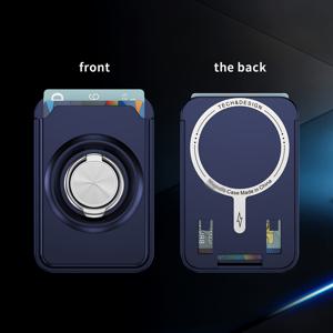 TEMU 아이폰 16/15/14/13/12 시리즈와 호환되는 스탠드형 범용 마그네틱 지갑입니다. 마그네틱 링으로 카드를 2장 슬라이딩할 수 있습니다. 360° 회전 링 스탠드와 강력한 자석 자동 접착 카드 홀더가 특징입니다.