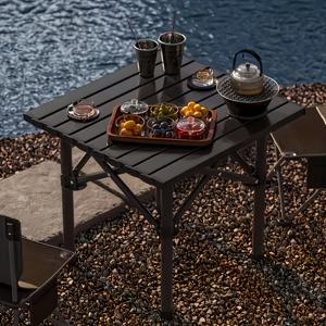 TEMU 휴대용 야외 접이식 테이블, 차량용 피크닉 테이블, 탄소강 캠핑 테이블, 캠핑 용품, 자가导도 투어 및 바베큐 테이블
