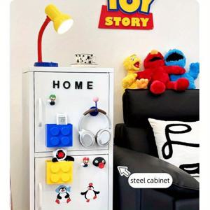 TEMU 4개 세트, 블록 자석 보관함, 냉장고 자석, 플라스틱 랩 빨대 보관 랙, 냉장고 장식, 아이템 보관함, 거실 장식함, 데스크탑 보관함