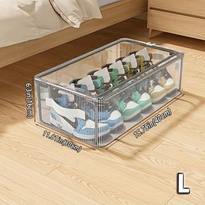 TEMU 하트 리프 대용량 투명 PVC 신발 상자 - 스틸 프레임, 접이식 침대 밑 수납 정리함, 다목적 내구성 플라스틱 컨테이너 (신발, 옷 및 홈 오거나이저), 모던 에스테틱, 튼튼한 구조, 미니멀 디자인, 쉬운 세척, 작은 공간 생활용, 부츠 & 신발 보관함