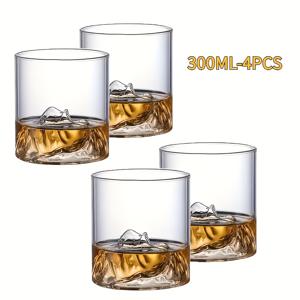 TEMU 4개 세트 - 6.76 Oz / 10.14 Oz 패션 크리에이티브 일본식 숨겨진 산 컵 - 고 붕규산 유리 소재 / 재사용 가능 - 차, 커피 및 와인에 적합 - 로맨틱 선물 아이디어 / 스타일리시한 산 풍경 디자인 - 완벽한 커피 테이블 장식