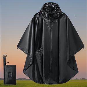 TEMU 남녀공용 휴대용 후드 레인포ngo 집업 지퍼 및 포켓 포함, 경량 멀티컬러 비옷, 성인용 야외 활동을 위한 고품질 레인 재킷