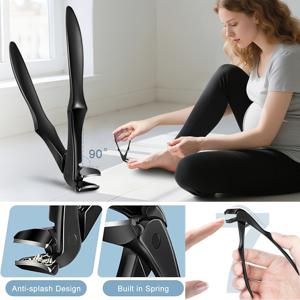 TEMU 초장형 손잡이 손톱깎이 - 노인용 손톱깎이 - 두꺼운 강한 손톱에 적합한 강화형 손톱가위 - 곡선형 발톱깎이 - 넓게 열리는 방수 디자인과 보관함 포함 - 정밀 스테인리스 스틸 1개 몰딩