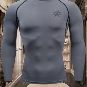 TEMU 남성용 압박 퀵 드라이 고탄력 숏 트레이닝 탑, 토템 프린트, 헬스, 복싱, 러닝에 적합, 통기성 좋은 폴리에스터 원단으로 제작, 신축성, 흡습성, 속건성