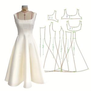 TEMU 헵번 스타일 드레스 의류 1:1 수제 재단 종이 패턴, 의류 재봉 수공예