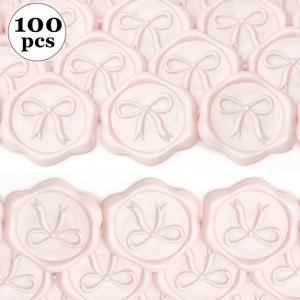 TEMU 100개 보우 왁스 실 스티커 웨딩 초대장 봉투 실 스티커, 3D 자체 접착 스탬프 데칼, 초대장, 베이비 샤워, 인사말 카드, 선물 포장용