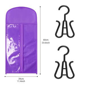 TEMU 3피스 가발 보관백 세트, 헤어 액세서리 정리 및 보관에 적합—대형 23.62인치 파우치 1개와 행거 2개 포함, 필수 도구