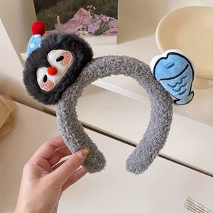 TEMU 1개 플러시 만화 동물 머리띠, 부드럽고 편안함, 데일리 포니테일, 헤어 고정, 테마 파티 등에 적합