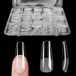 TEMU 330개 럭셔리 인조네일 팁 소프트 젤 손톱 반매트 캡슐 아몬드 코핀 스틸레토 오벌 스퀘어 앞가장 두꺼운 뒤가장 얇은 풀커버 인조네일 연장 여성용 DIY 네일 연장 용품