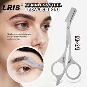 TEMU 전문가용 스테인리스 스틸 눈썹 가위 (빗 포함) - 양손잡이 디자인으로 정밀한 트리밍 가능, 보관 파우치 포함, 남녀 공용, 눈썹 가위
