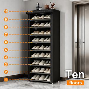 TEMU 6/8/10단 블랙 신발장, 부직포 커버 포함, 가볍고 휴대 간편한 디자인, 조립 쉬움, 현관, 침실, 거실에 이상적, 컴팩트하면서도 넉넉한 공간—홈 신발 보관 필수품, 신발 정리의 최고의 선택