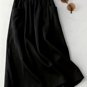 TEMU 셀프 디자인 여성용 크리스마스 추수감사절 심플 하이웨이스트 스커트, 우아한 여성 의류, 캐주얼 우아한 여성 스커트, 가을 겨울 프로모션 홈&커뮤트 스커트