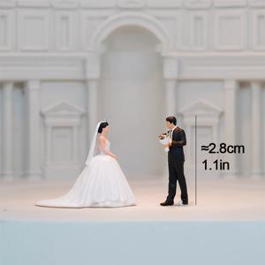TEMU 스케일 미니어처 피규어 세트, 웨딩 테마 미니어처 피규어 2개, 신랑 신부 미니어처 장식, 스케일 미니어처 장면, 모래 테이블, 카 미팅 장면, 자동차 모델, 미니어처 사진용, 14세 이상 적합, 카 미트 디스플레이,웨딩 장식,상세한 미니어처,장식용 피규어,내구성 있는 소재,정밀 모델링,작은 신랑과 신부,취미 활동가들,디오라마