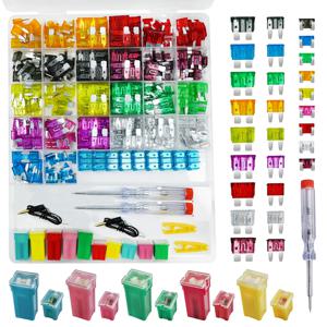 TEMU 316개 자동차 퓨즈 모음 키트 (테스터 포함), 자동차 퓨즈 표준, 소형, 미니 사이즈, 낮은 및 높은 (2A 5A 10A 15A 20A 25A 30A 35A 40A), 자동차 RV 트럭 보트용 교체 퓨즈, 퓨즈 풀러 1개