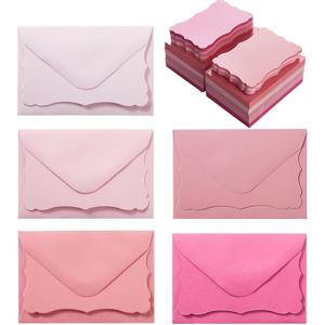 TEMU 미니 봉투 100개 세트, 5가지 색상 메모 카드 포함, 봉투 100개 + 카드 100개, 봉투가 있는 작은 인사말 카드, 발렌타인데이, 결혼식, 생일, 아기 세례식에 적합, 사이즈 4 X 2.7인치, 핑크색