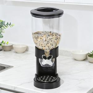TEMU 블랙 카운터탑 곡물 디스펜서, 2L 주방 보관 용기 - 시리얼, 스낵 등에 이상적, 팬트리 및 주방 정리에 완벽, 오트밀, 견과류, 그라놀라, 사탕, 쌀, 강아지 사료, 새 사료 등에 적합